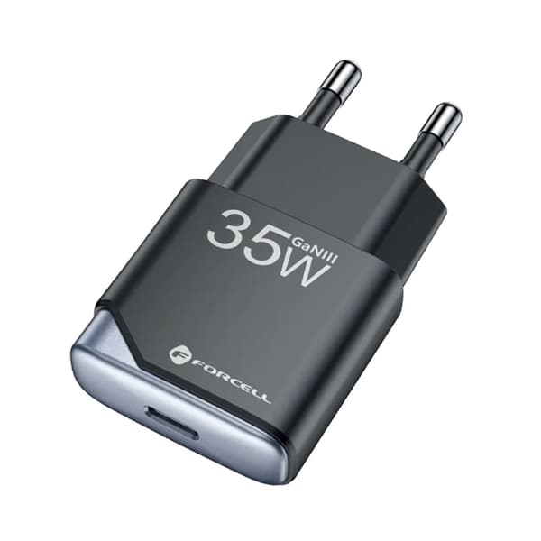 Forcell Hurtigoplader USB C 35W GaN III PD 3A F-Energi - Sort Svart