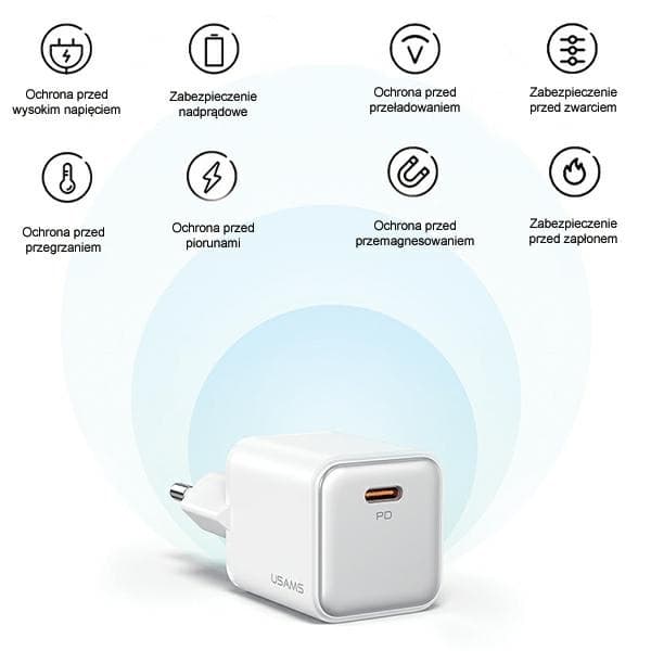 USAMS Väggladdare 1xUSB-C PD30W 3A PD3.0 X-ron Series CC186 – Lila