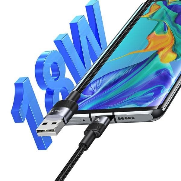 USAMS Kabel USB–USB-C 3A 1,2m (US-SJ718) - Stålgrå