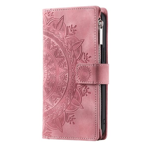 Samsung Galaxy A57 Plånboksfodral Konstläder Mandala Blommönster - Roséguld