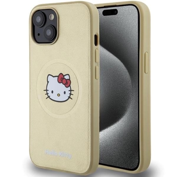 Hello Kitty iPhone 14 -puhelimen kuori Magsafe Nahka Kitty Head - Kulta