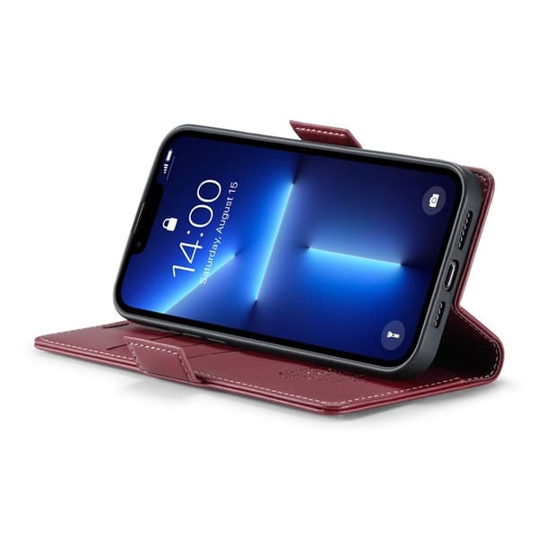 CASEME Plånboksfodral Konstläder för iPhone 13 Pro Max - Röd