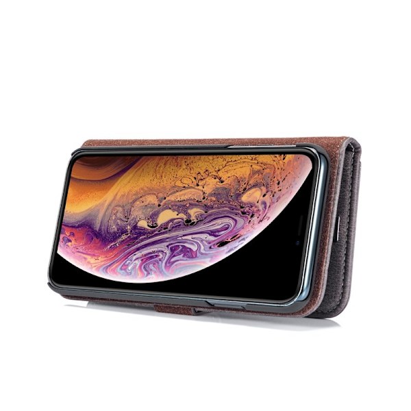 DG.MING iPhone XS Max Plånboksfodral 2-i-1 Äkta läder Grå