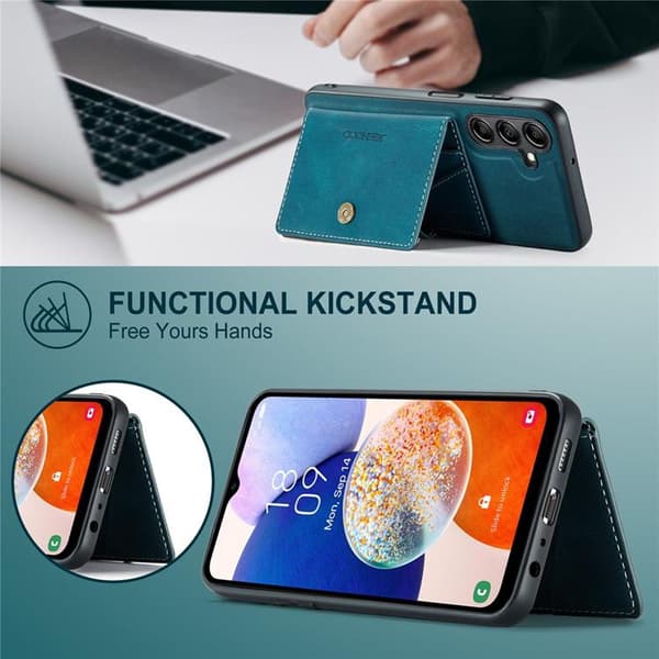 JEEHOOD Samsung Galaxy A14 4G/5G  Mobilskal KonstLäder - Blå Blå