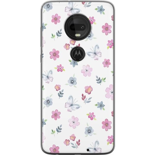 Mobiletui til Motorola Moto G7 med blomster og sommerfugle