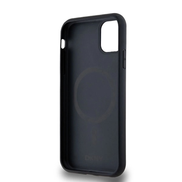 DKNY iPhone 11/XR Mobilskal Magsafe Läder Pattern Metal Logo Svart