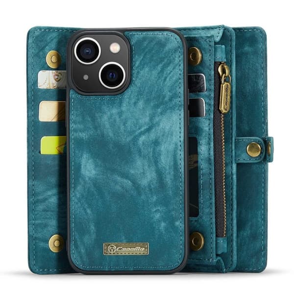 CASEME 008 Series iPhone 13 mini Konstläder Plånboksfodral 2 i 1 Blå