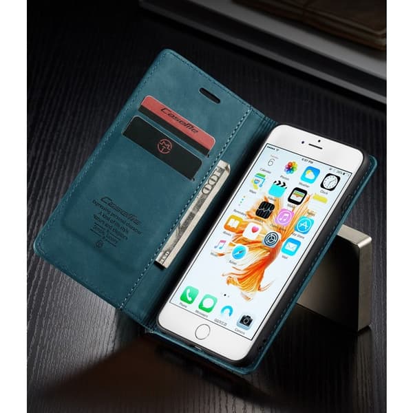 CASEME 013 Auto-absorberande Plånboksfodral Konstläder iPhone 6s/6 Blå