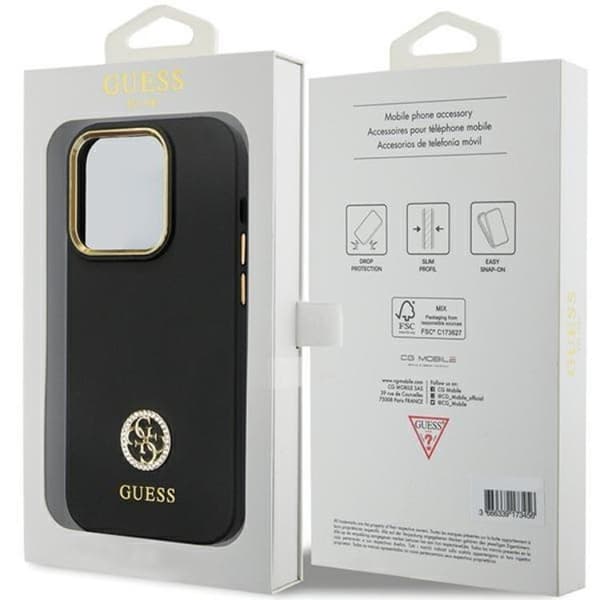 Guess iPhone 13 Pro/13 Mobilskal Silikon Logo Strass 4G - Sort Black
