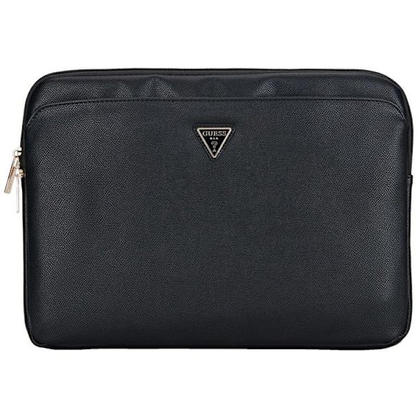 Guess Datorfodral 14" Grained Zipper Triangle Logo - Svart