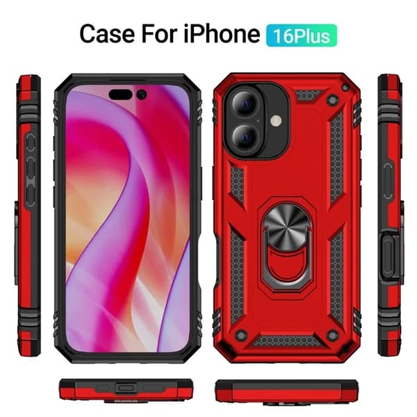 Mobilskal till iPhone 16 Plus med Kickstand - Röd Röd