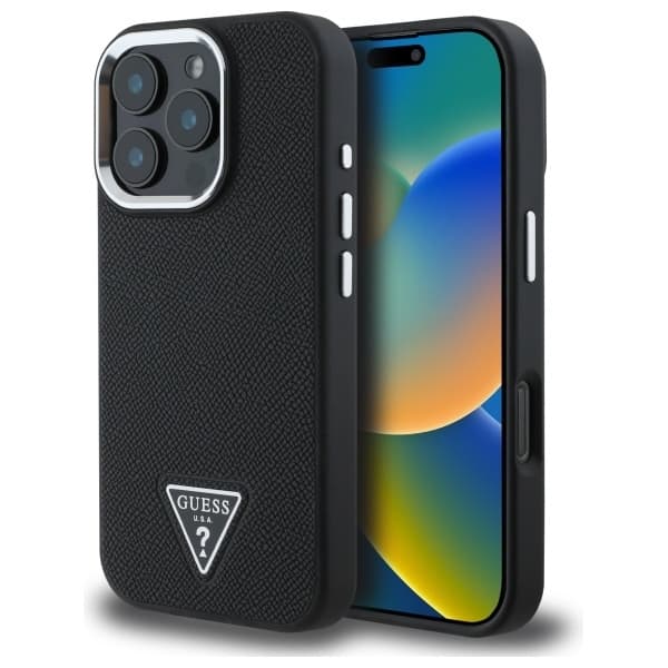 Guess Mobilskal till iPhone 16 Pro Max MagSafe Grained Triangle - Svart Svart