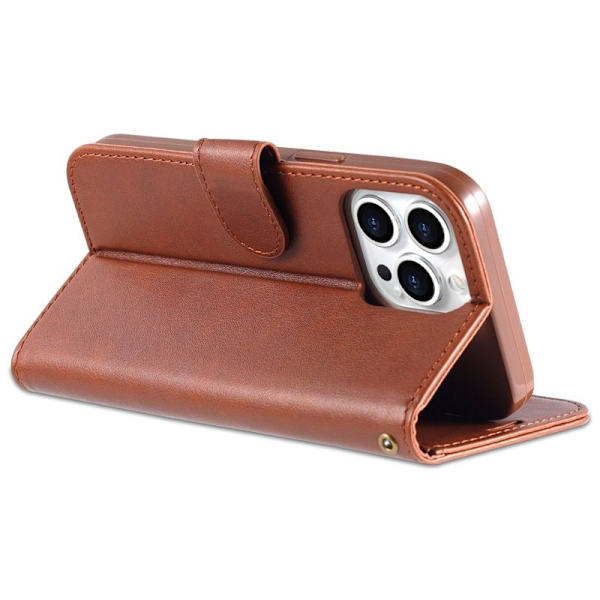 AZNS Flip Plånboksfodral iPhone 14 Pro Konstläder - Brun