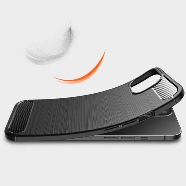 iPhone 14 Etui Kulfiber Tekstur - Sort Black