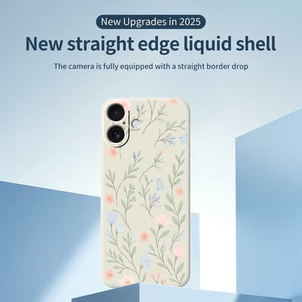 Mobilskal till iPhone 17 Rosa Blue Flowers Pattern TPU - Svart Svart