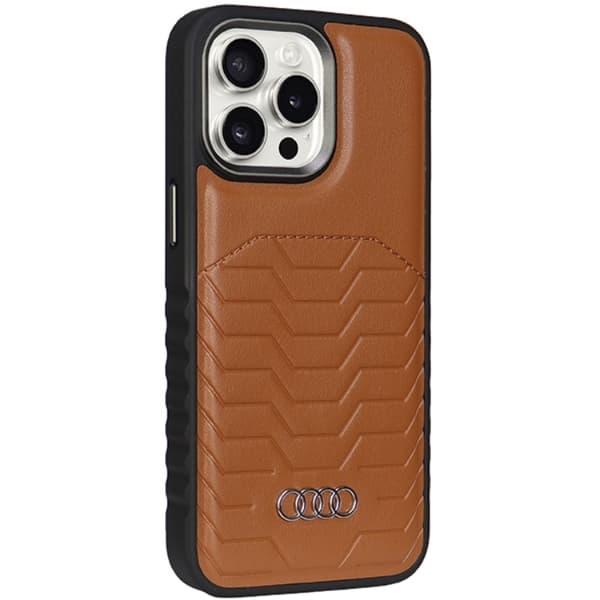 Audi Telefontaske til iPhone 14 Pro Max Magsafe Syntetisk Læder - Brun Brun