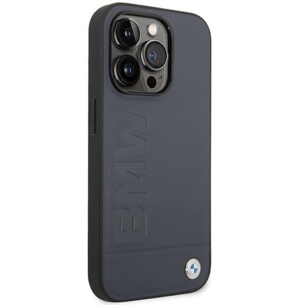 BMW iPhone 14 Pro Max -puhelinkotelo Magsafe Nahkakuumapainettu Blå