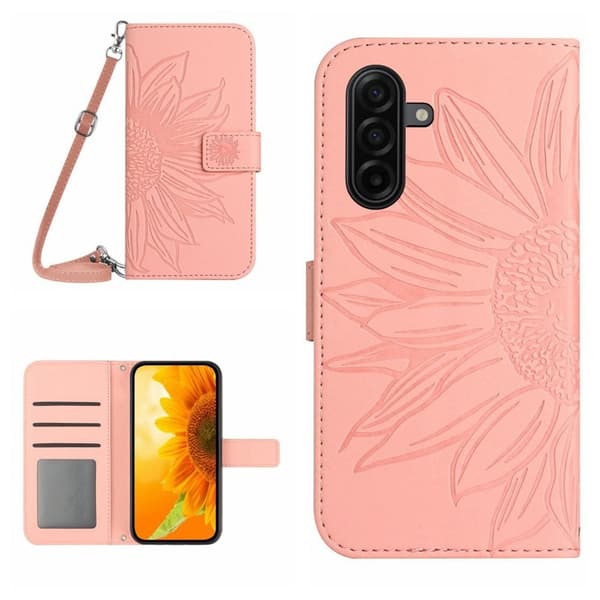 Samsung Galaxy S26 Plånboksfodral Solros Prägling Konstläder - Rosa