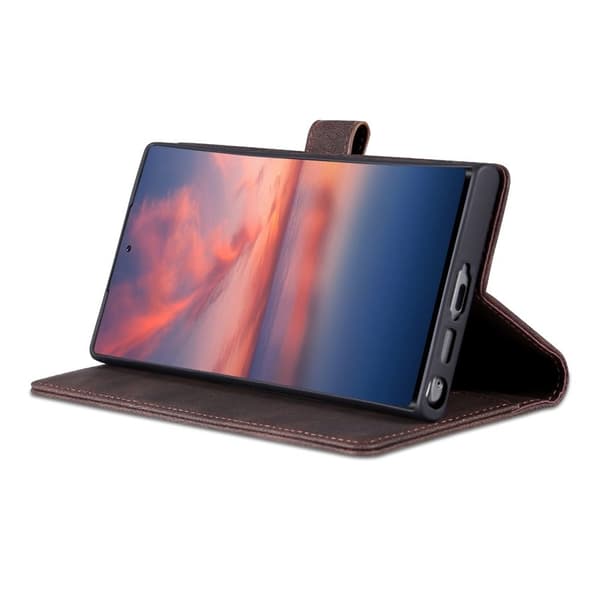 AZNS Samsung Galaxy S23 Ultra Plånboksfodral Konstläder - Brun