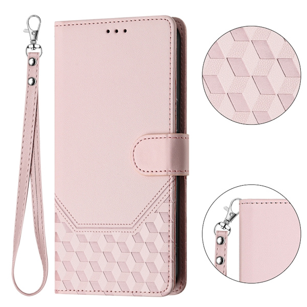 Nothing Phone (3a) Plånboksfodral Imprinted Honeycomb RFID Rosa
