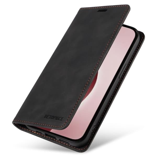 BETOPNICE 003 iPhone 16 Pro Plånboksfodral Konstläder - Svart