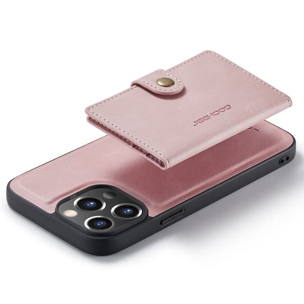 JEEHOOD Mobilskal till iPhone 14 Pro Max Retro Konstläder Shockproof Roséguld