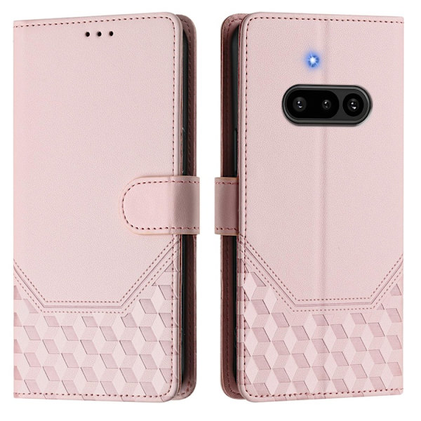 Nothing Phone (3a) Plånboksfodral Imprinted Honeycomb RFID Rosa