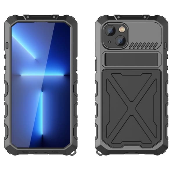 R-JUST Mobilskal till iPhone 14 Plus i Silikon och Metall - Svart
