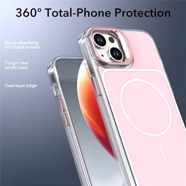 Mobilskal till iPhone 15 Plus MagSafe Lens Kickstand med Handrem - Rosa Rosa
