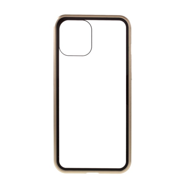 Magnetisk Metal skal med Härdat Glas till iPhone 12 Mini - Guld Gul