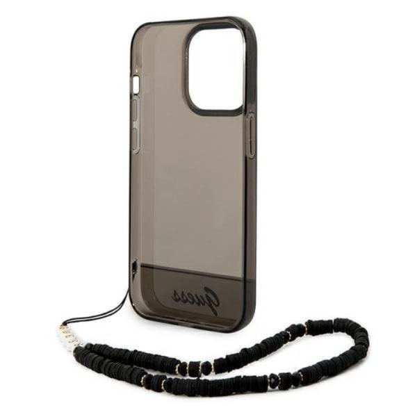 GUESS iPhone 14 Pro Max Skal Translucent Pearl Strap - Sort