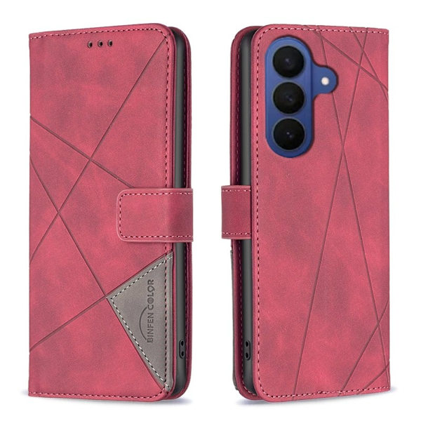 BINFEN Samsung Galaxy S26 Plus Plånboksfodral Ställ Konstläder - Röd