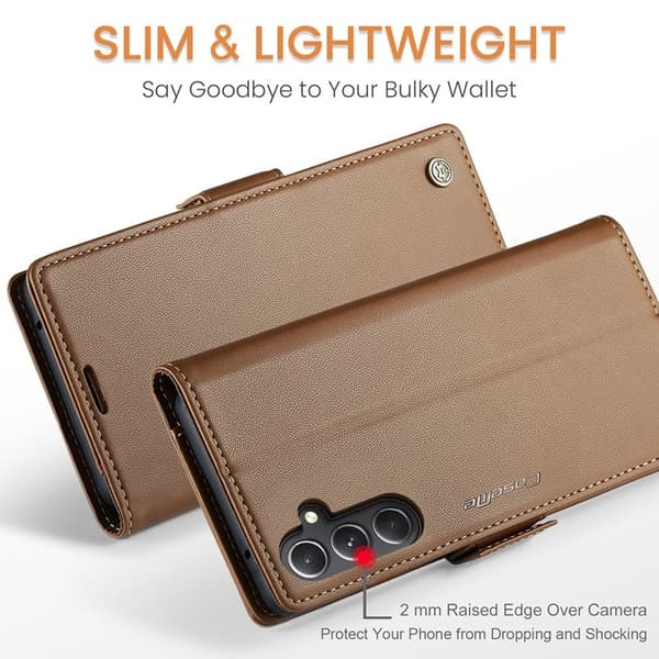 CASEME Plånboksfodral Konstläder för Samsung Galaxy S23 FE - Brun