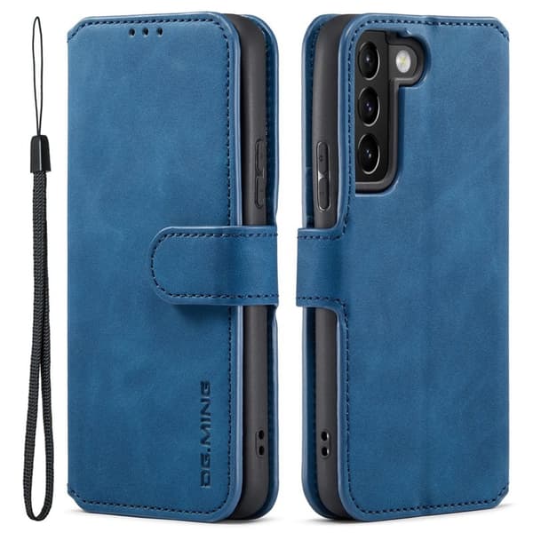 DG.MING Plånboksfodral Konstläder Skyddande Ställ Samsung Galaxy S22+ Blå
