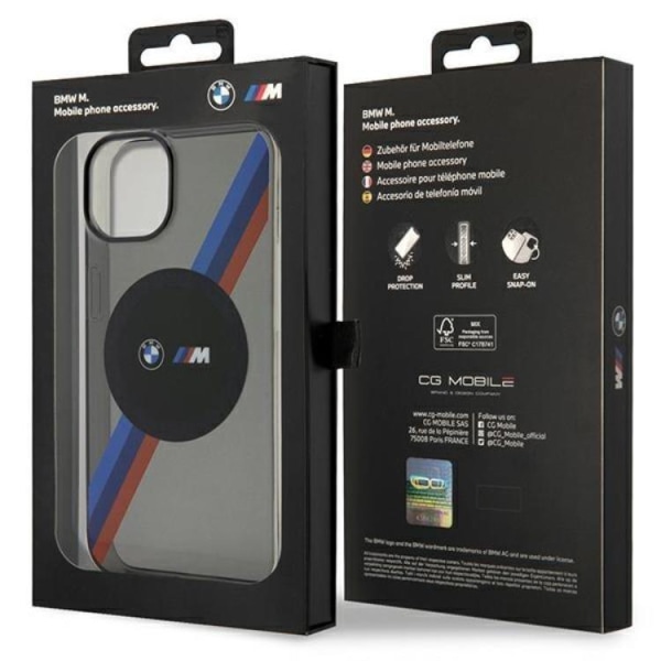 BMW iPhone 14 Mobilskal Magsafe Tricolor Stripes - Grå