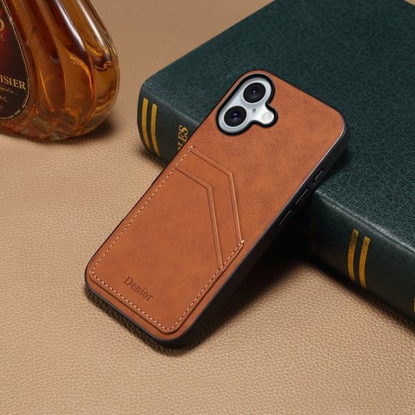 DENIOR Mobilskal till iPhone 16 Plus PU Läder + TPU + PC - Brun