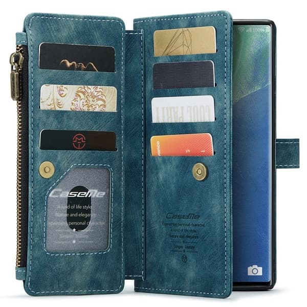 CASEME Konstläder Plånboksfodral för Samsung Galaxy Note20 Ultra - Blå