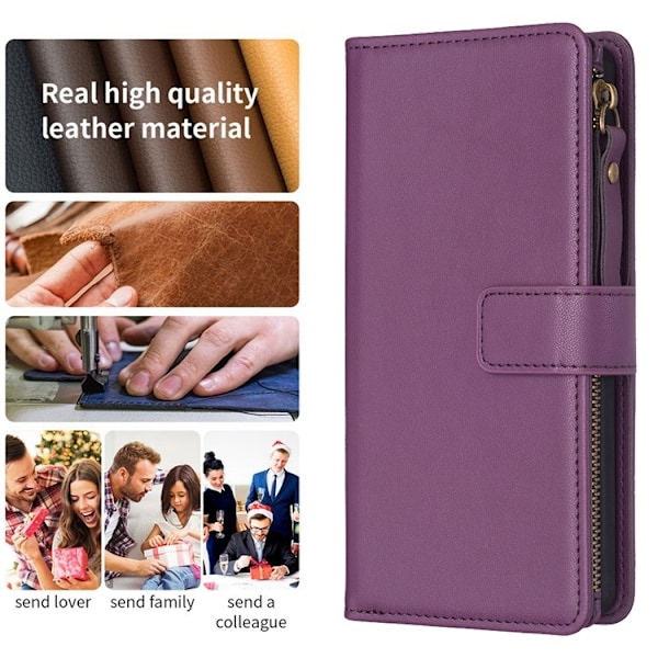 iPhone 15 Plus Plånboksfodral Zipper Flip - Lavender Lila