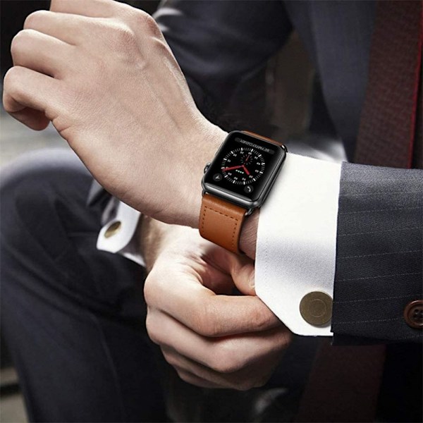 Tech-Protect Leatherfit Apple Watch 4/5/6/7/8/SE/Ultra (42/44/45/49mm) - Brun Brun