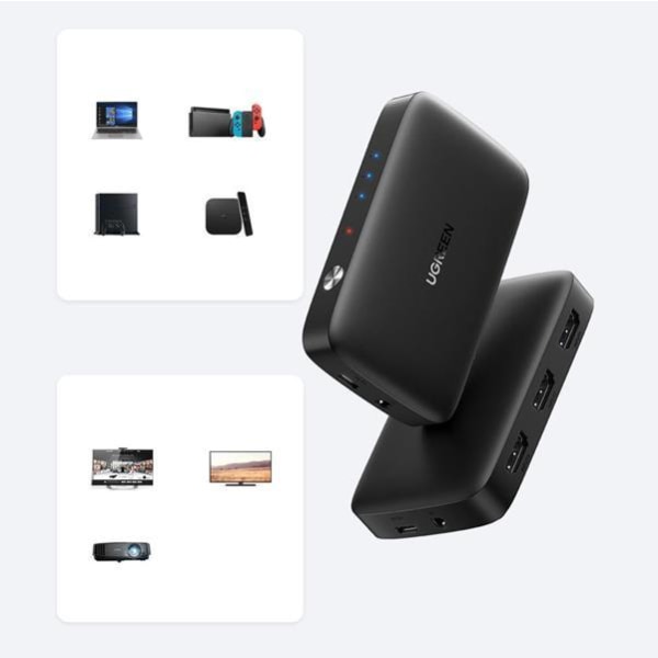 Ugreen Splitter Switch HDMI - 3x HDMI 4K 30Hz - Sort Black