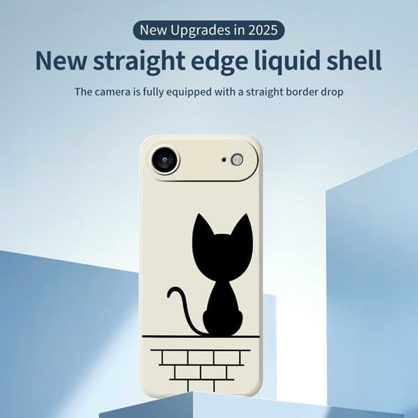 Mobilskal till iPhone Air Black Cat on the Wall - Beige Beige