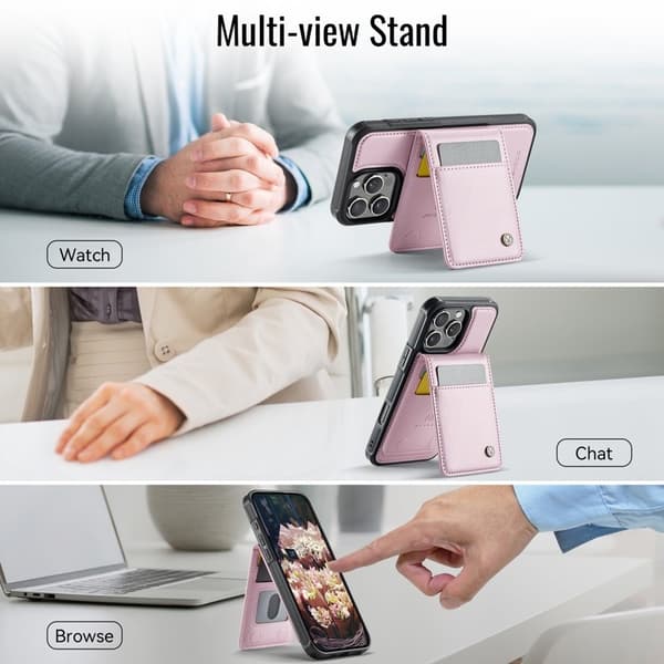 JEEHOOD J06 Mobilskal till iPhone 16 Pro MagSafe RFID Skydd - Rosa