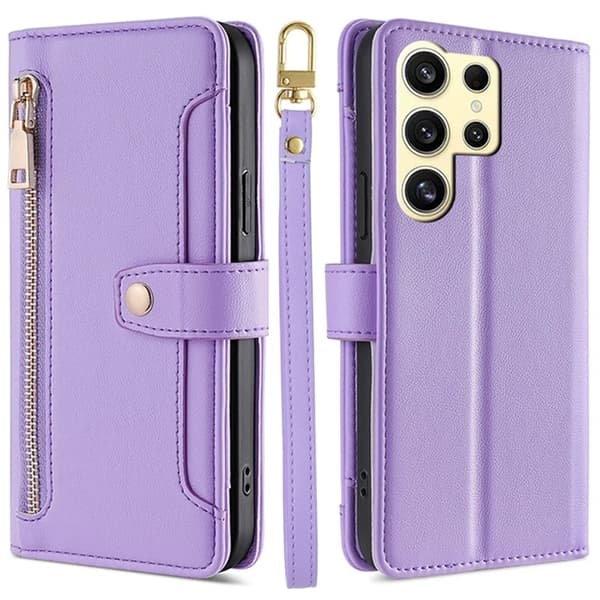 Galaxy S24 Ultra Konstläder Plånboksfodral Shockproof - Lila Lila