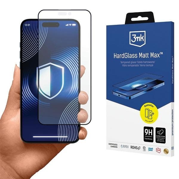 3mk iPhone 16 Pro Max Härdat Glas Skärmskydd Matt Max - Svart Svart