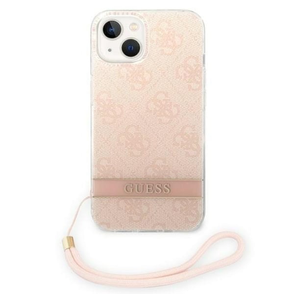 GUESS iPhone 14 Plus Skal Print Strap - Rosa