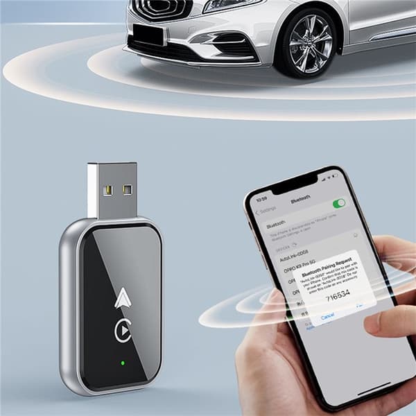 CarPlay 2in1 Trådbunden Bluetooth Trådlös Adapter - Svart