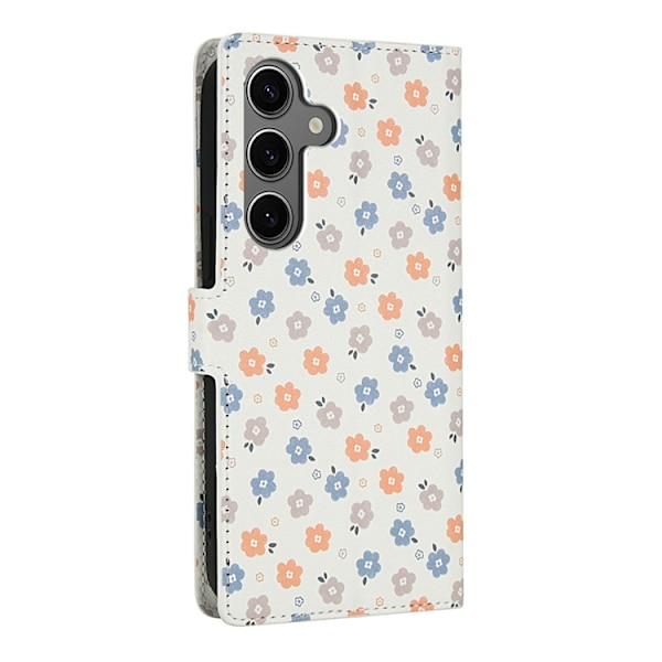 Galaxy S25 Plus - S24 Plus Plånboksfodral Rhombic Floral A4 Vit