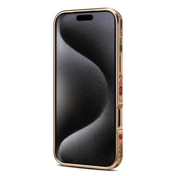 DENIOR Mobilskal till iPhone 17 Pro Max Mönstertryckt Elektropläterad Läder Gul