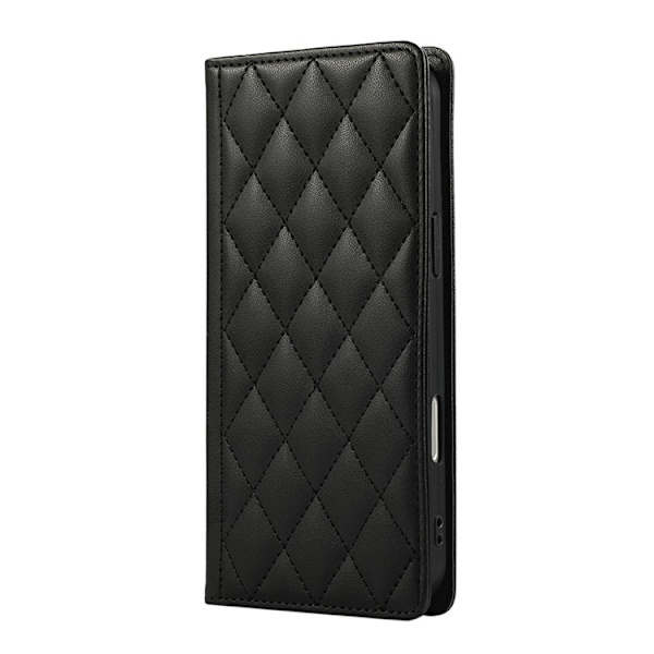 iPhone 17 Pro Plånboksfodral RFID Rhombus Läder - Svart Svart