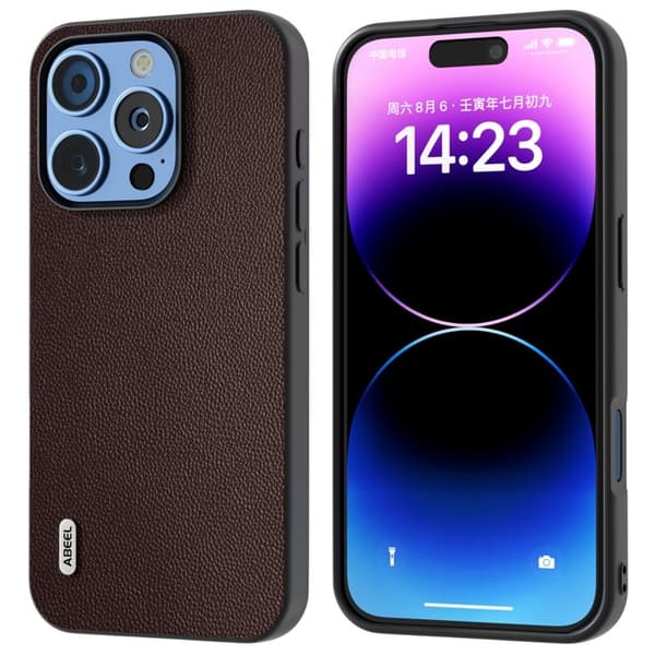ABEEL Mobilskal till iPhone 16 Pro Max Anti-Drop Äkta Läder Brun